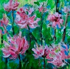 Little Blooms, an abstract acrylic painting by Cathy Fiorelli